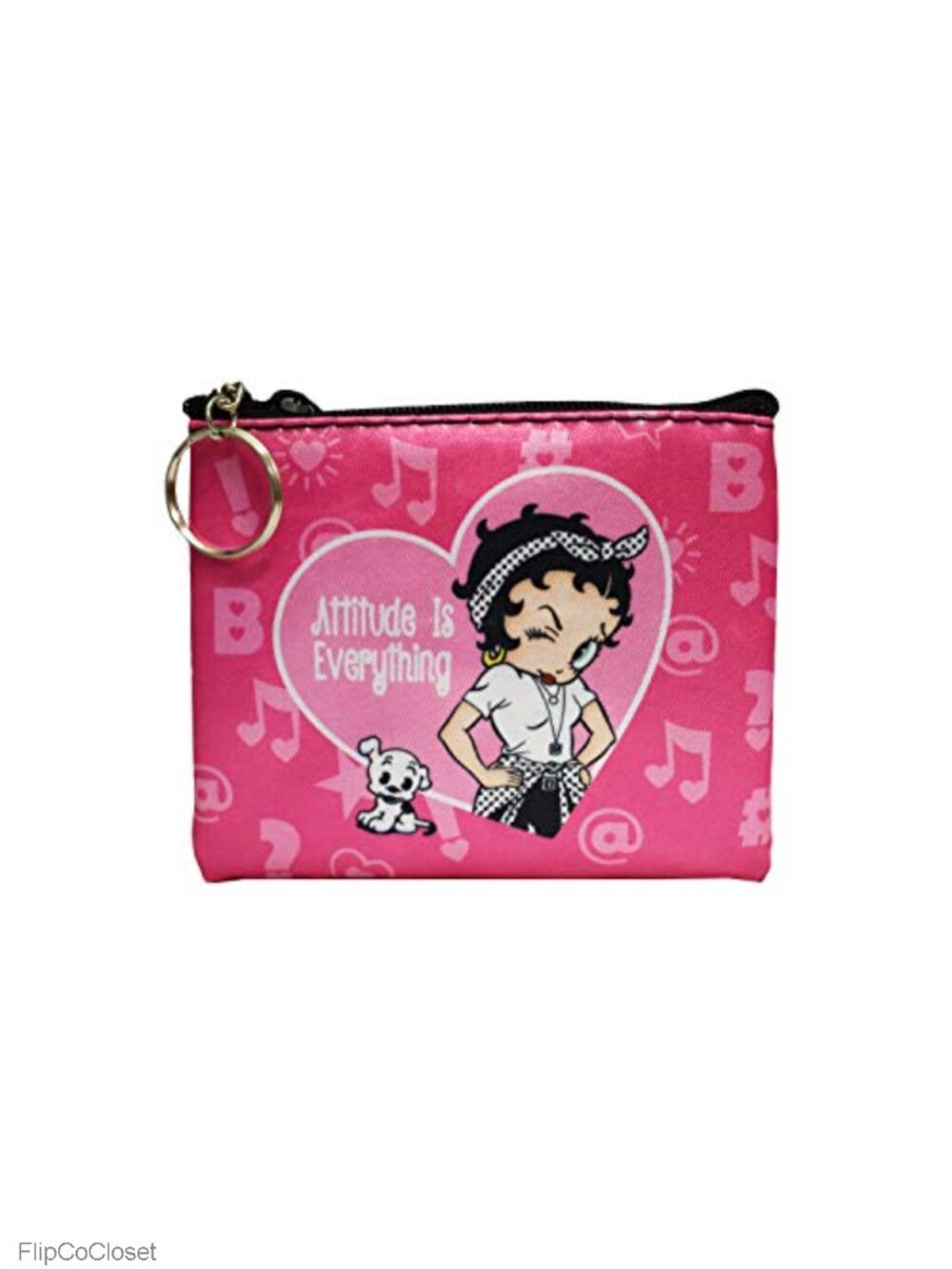 Betty Boop Attitude Is Everything Key Chain Coin Purse Nylon Zipper Pouch